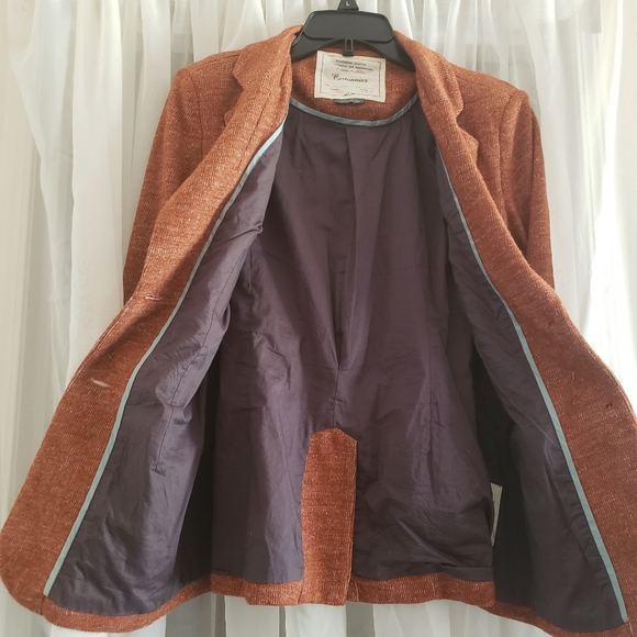 Cartonnier Anthropologie Rust Blazer Jacket SzL Burnt Orange Rust 2 flap pockets - Picture 6 of 13